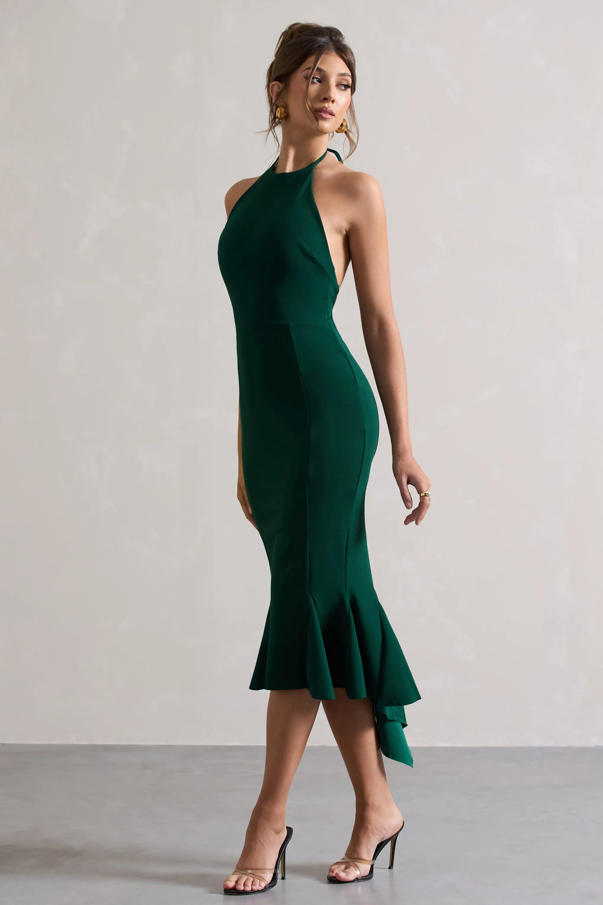 Maluma | Bottle Green Halter-neck midi dress sold by Club L London product image thumbnail 4