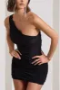 Onyx | Black Ruched One Shoulder Mini Dress sold by Club L London