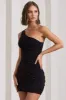 Onyx | Black Ruched One Shoulder Mini Dress sold by Club L London