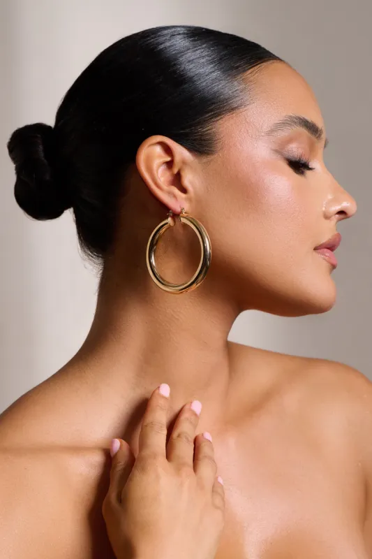 Bronte | Gold Chunky Hoop Earrings sold by Club L London