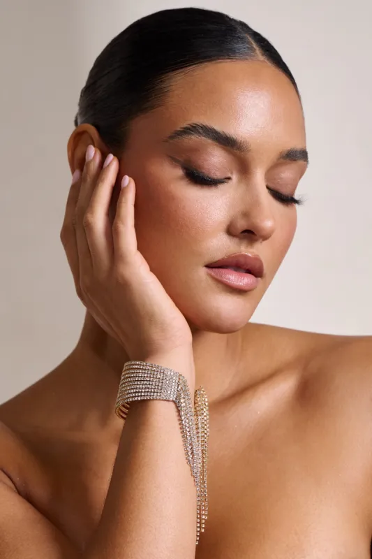 Penny | Gold Diamante Tassel Cuff Bracelet sold by Club L London