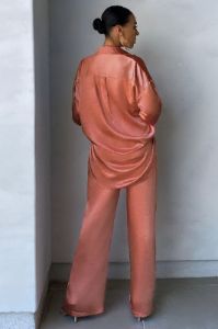 No Limits | Coral Satin Wide Leg Trousers sold by Club L London