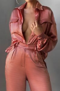 No Limits | Coral Satin Wide Leg Trousers sold by Club L London