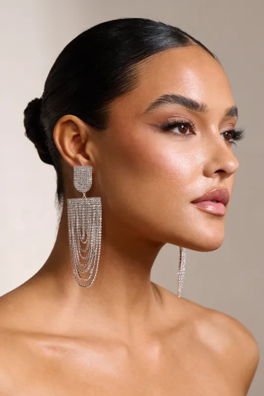 Rochelle | Silver Diamante Drop Earrings sold by Club L London