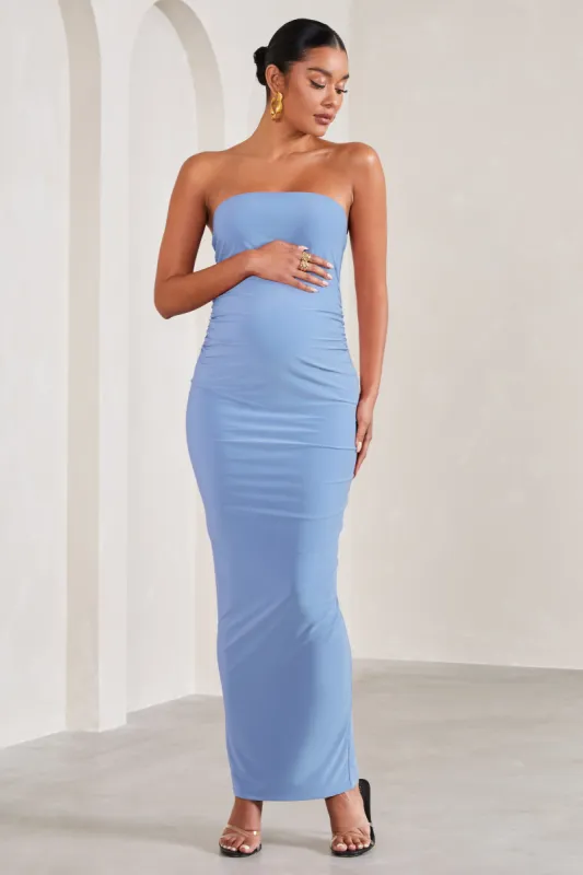 Juniper | Powder Blue Strapless Maternity Maxi Dress sold by Club L London