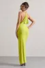 Domenica | Lime Green Halter-Neck Wrap Maxi Dress sold by Club L London