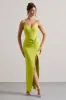 Domenica | Lime Green Halter-Neck Wrap Maxi Dress sold by Club L London