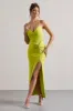 Domenica | Lime Green Halter-Neck Wrap Maxi Dress sold by Club L London