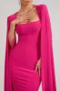 Flawless | Hot Pink Square Neck Midi Dress With Cape Sleeves sold by Club L London