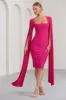 Flawless | Hot Pink Square Neck Midi Dress With Cape Sleeves sold by Club L London