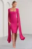 Flawless | Hot Pink Square Neck Midi Dress With Cape Sleeves sold by Club L London