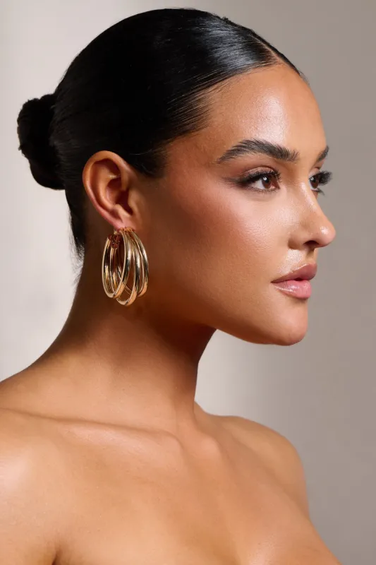 Brodie | Gold Chunky Hoop Earrings sold by Club L London