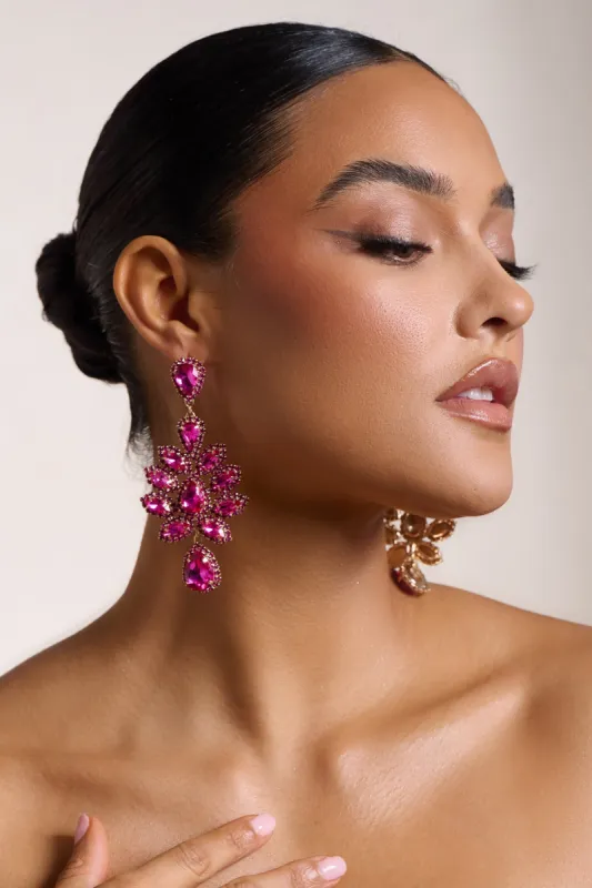 Reagan | Pink Diamante Drop Earrings made by Club L London