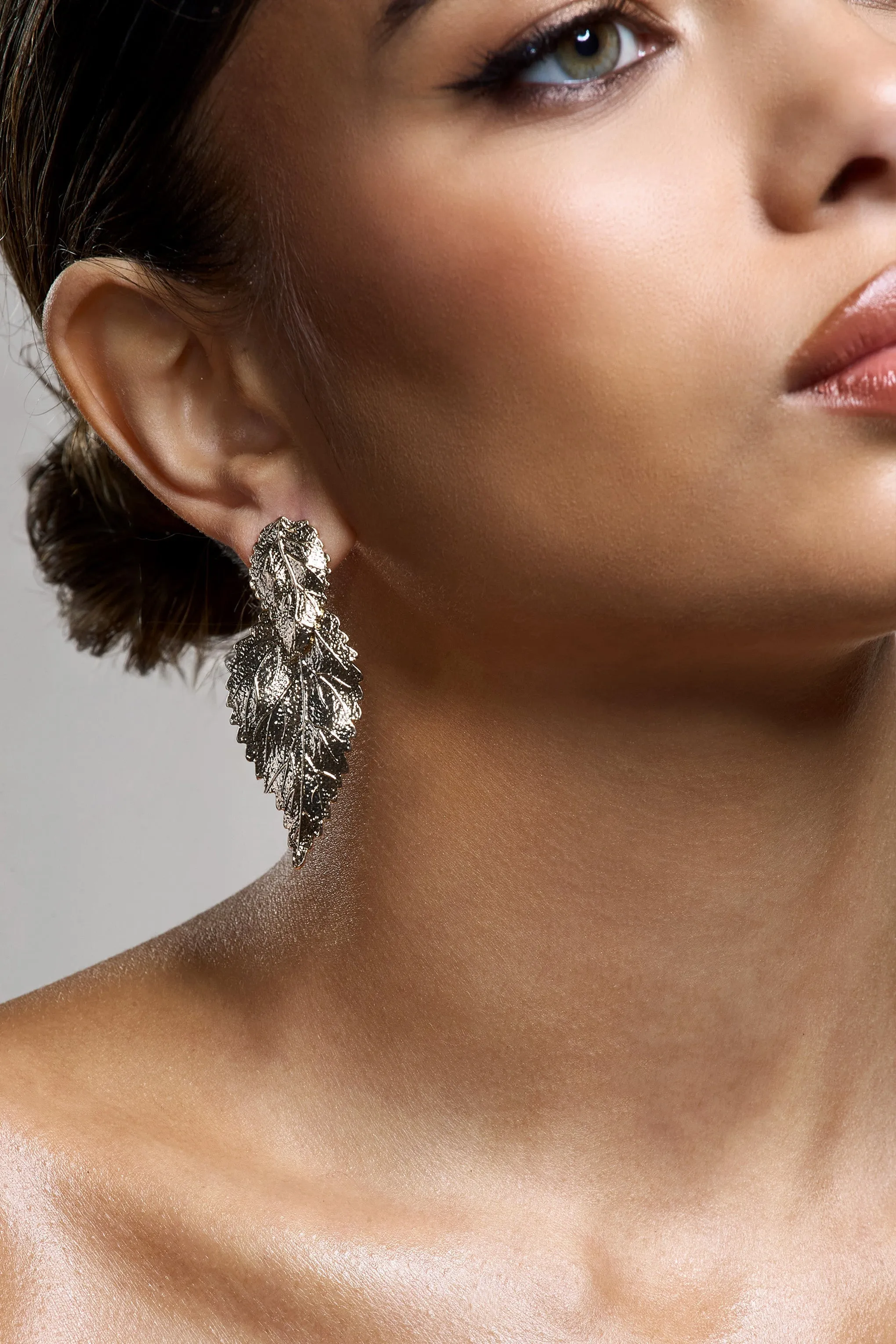 Hazel | Golf Leaf Dangle Earrings sold by Club L London product image thumbnail 4