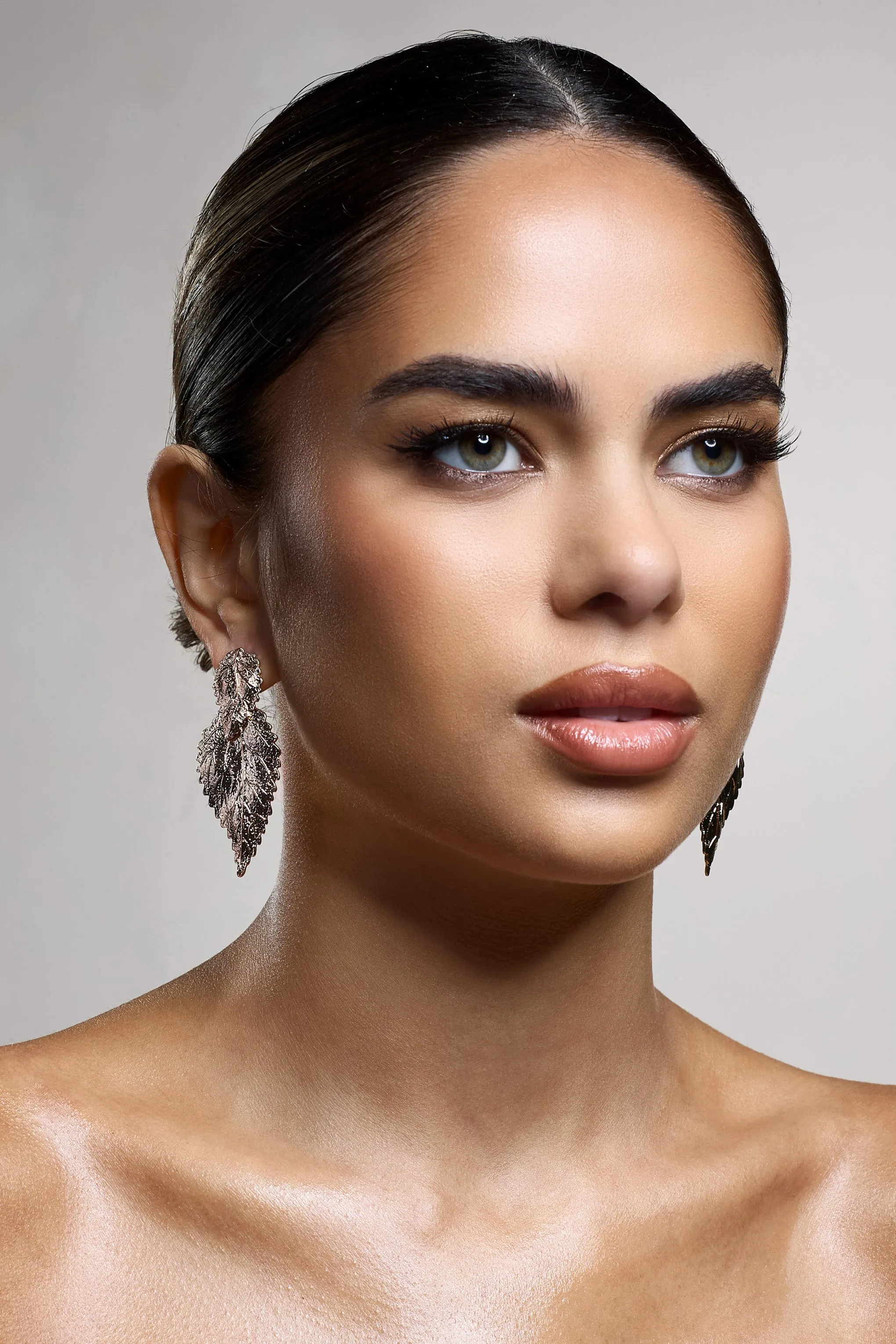 Hazel | Golf Leaf Dangle Earrings sold by Club L London product image thumbnail 2