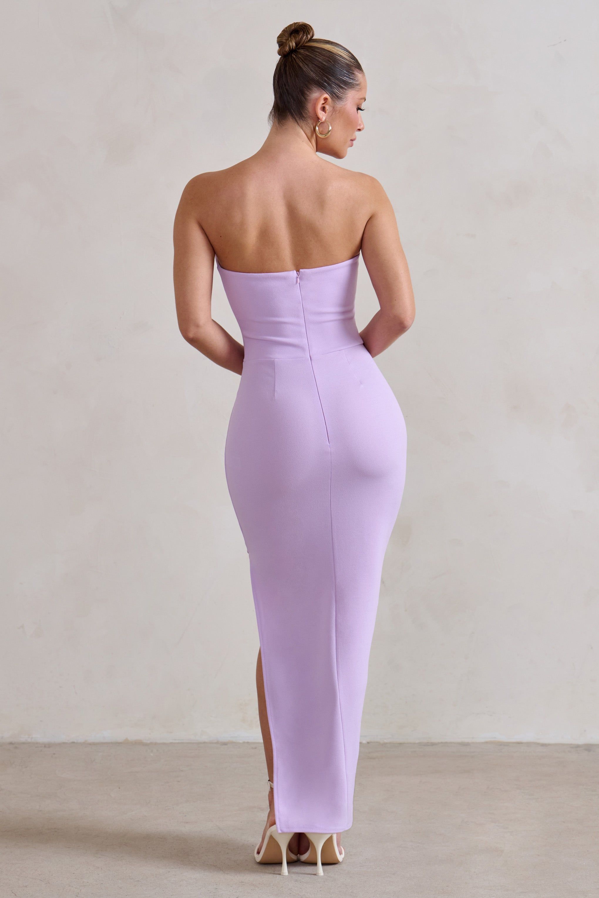 Dina | Lilac Bandeau Maxi Dress With Split sold by Club L London product image thumbnail 2