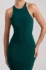 Brianna | Bottle Green Sleeveless Halter-Neck Open-Back Maxi Dress sold by Club L London