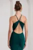 Brianna | Bottle Green Sleeveless Halter-Neck Open-Back Maxi Dress sold by Club L London
