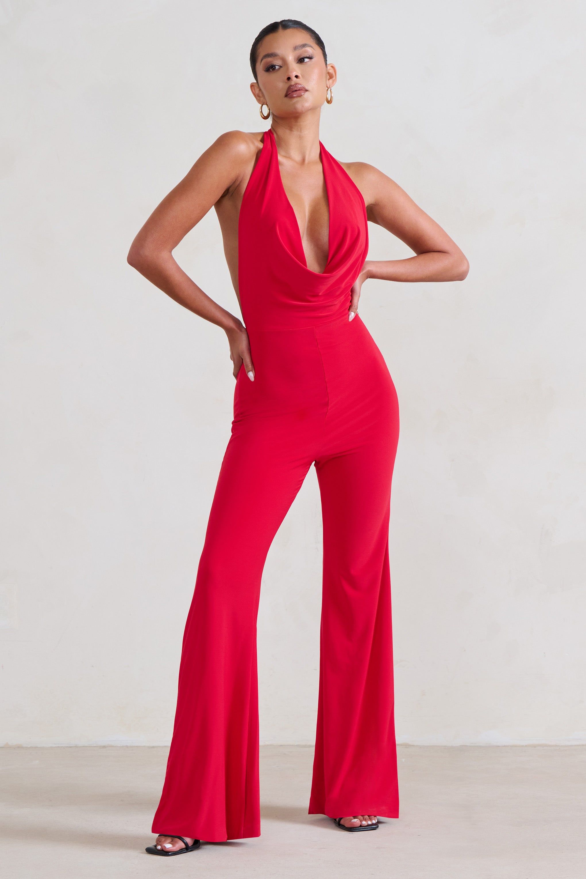 Rhyla | Red Cowl Neck Jumpsuit sold by Club L London product image thumbnail 4