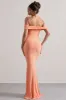 Law of Attraction | Coral Bardot Draped Split Maxi Dress sold by Club L London