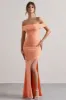 Law of Attraction | Coral Bardot Draped Split Maxi Dress sold by Club L London