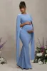 Divine Timing | Powder Blue Maternity Maxi Dress With Cape Sleeves sold by Club L London