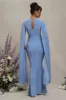 Divine Timing | Powder Blue Maternity Maxi Dress With Cape Sleeves sold by Club L London