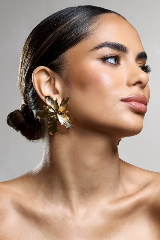 Currant | Gold Statement Flower Earrings sold by Club L London