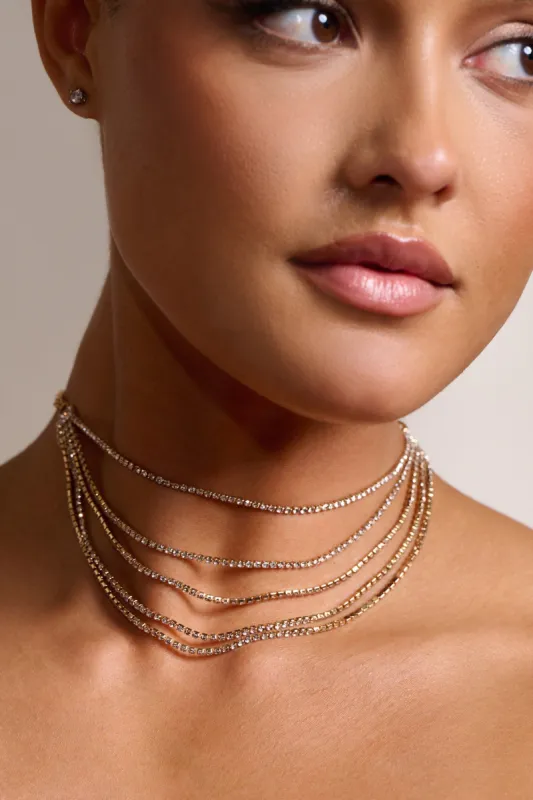 Hattie | Gold Multi Layered Necklace sold by Club L London