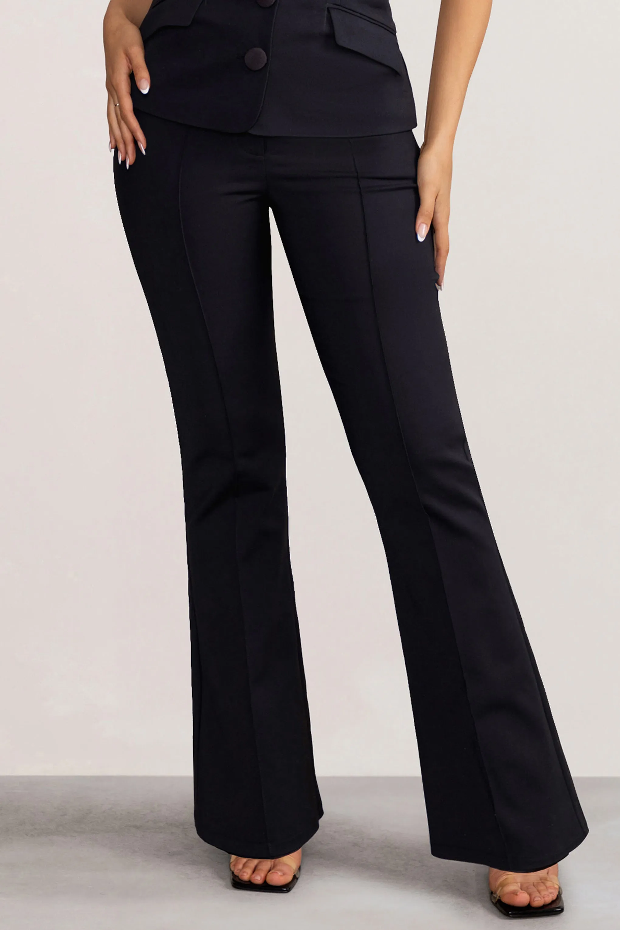Kehlani | Black High Waist Wide Leg Trousers sold by Club L London product image thumbnail 3
