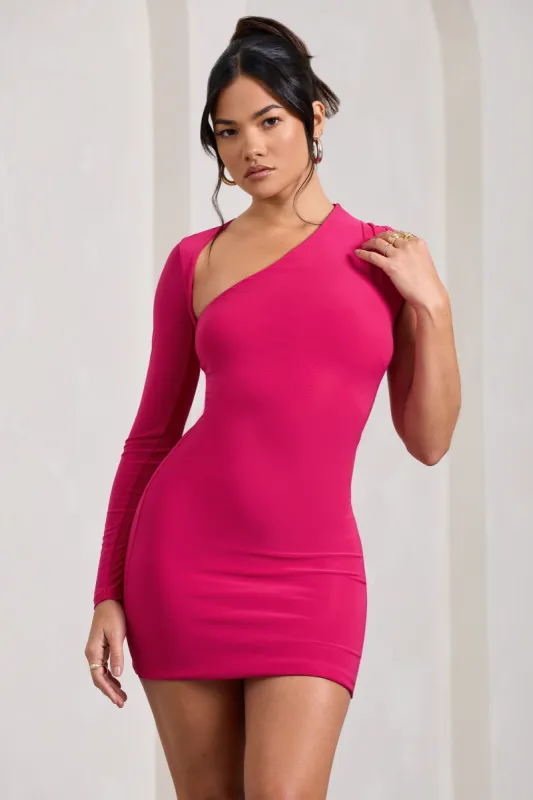 Siren | Hot Pink One Shoulder Bodycon Mini Dress sold by Club L London