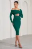 Heartbeat | Bottle Green One-Shoulder Long-Sleeved Maternity Midi Dress sold by Club L London