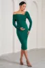Heartbeat | Bottle Green One-Shoulder Long-Sleeved Maternity Midi Dress sold by Club L London