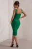 Lisbon | Evergreen Square Neck Ruched Midi Dress sold by Club L London
