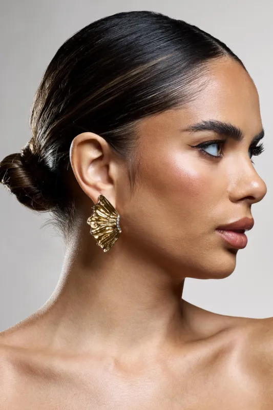 Roxana | Gold Diamante Abstract Earrings sold by Club L London