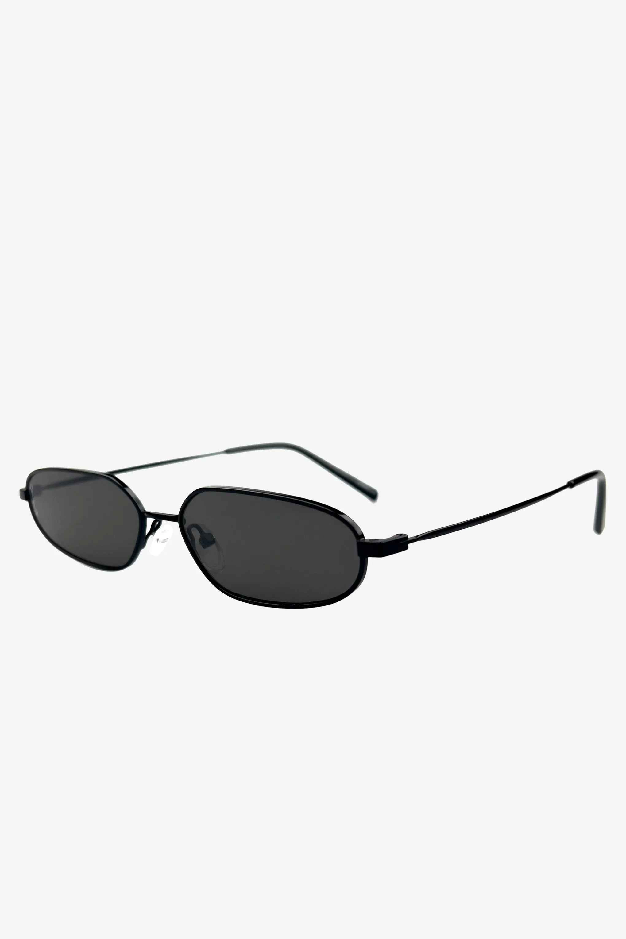 Drew | Otra Black Metal Thin Rectangular Sunglasses sold by Club L London product image thumbnail 5