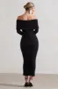 Marcella | Black Bodycon Bardot Midi Dress sold by Club L London