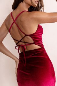 Risk It All | Berry Velvet Cami Cowl Neck Asymmetric Hem Midi Dress sold by Club L London