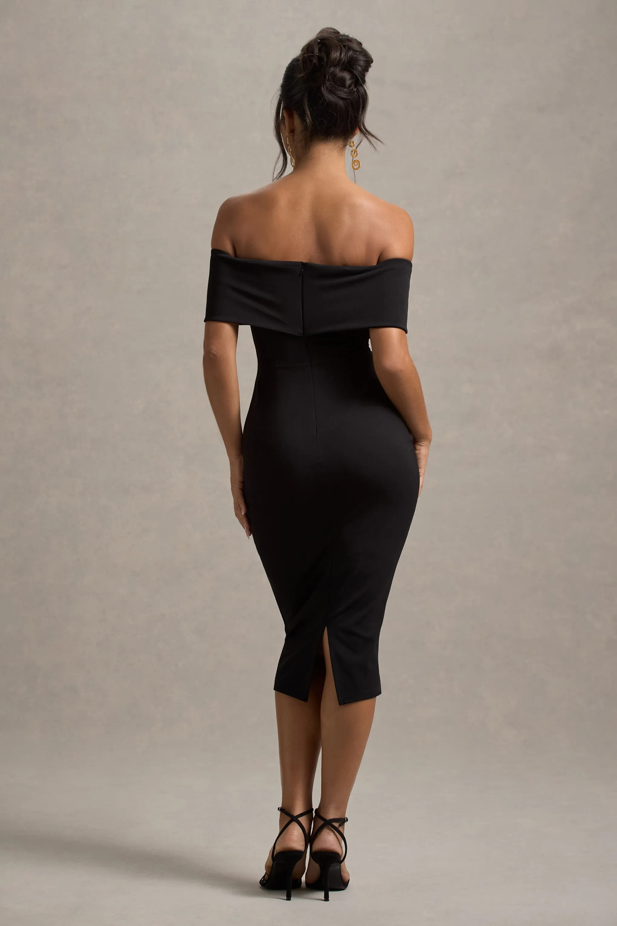 Hope | Black Bow Bardot Midi Dress sold by Club L London product image thumbnail 2