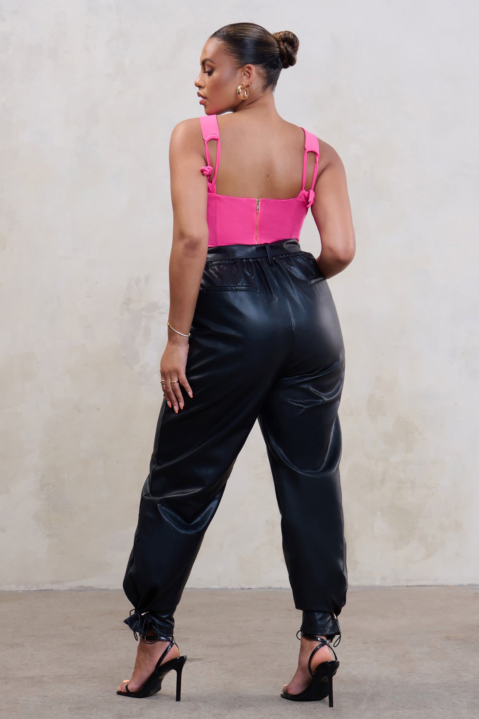 Forever | Plus Black Oversized Adjustable Hem Trousers sold by Club L London product image thumbnail 2