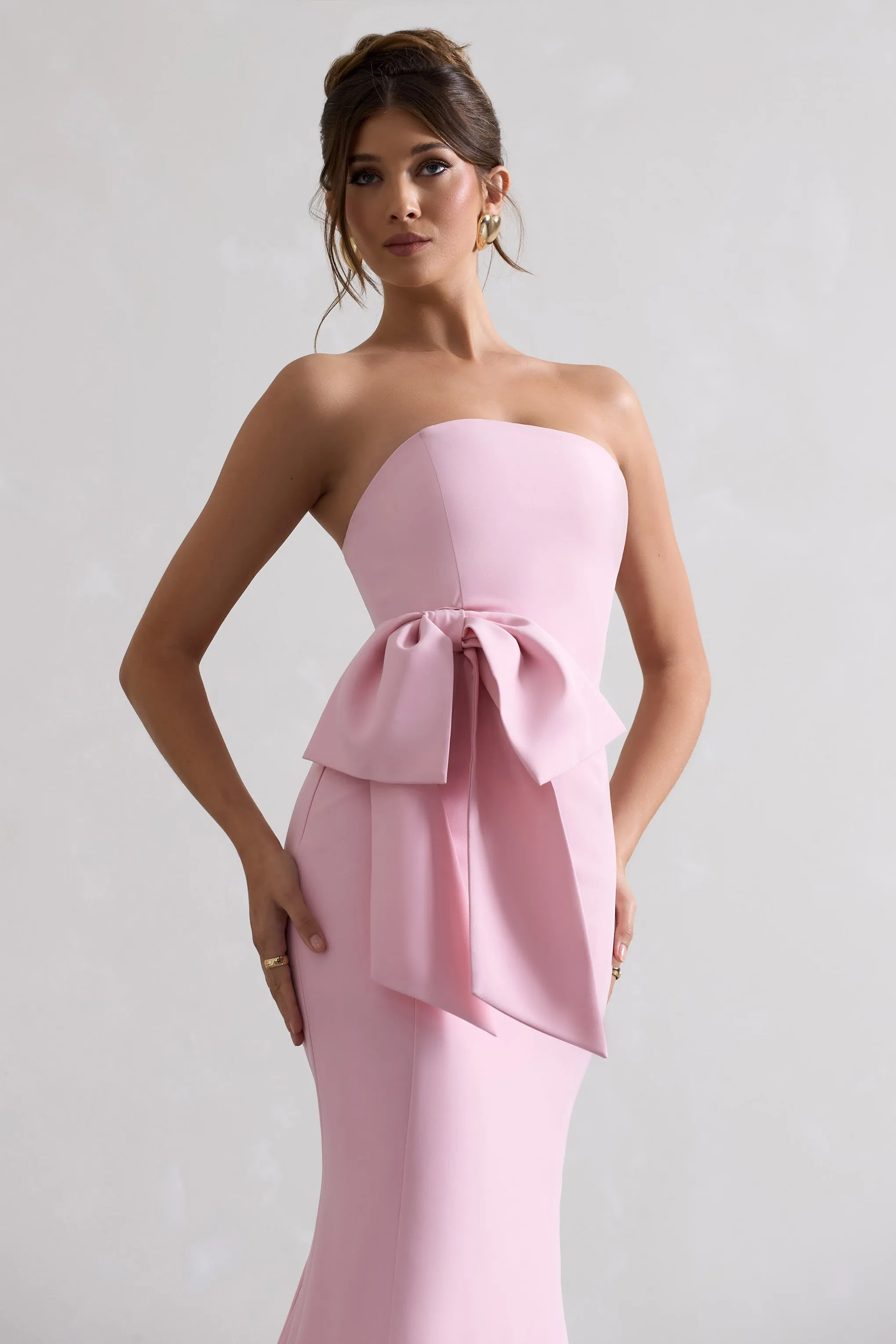 To Me | Pink Bandeau Midi Dress With Oversized Bow sold by Club L London product image thumbnail 3