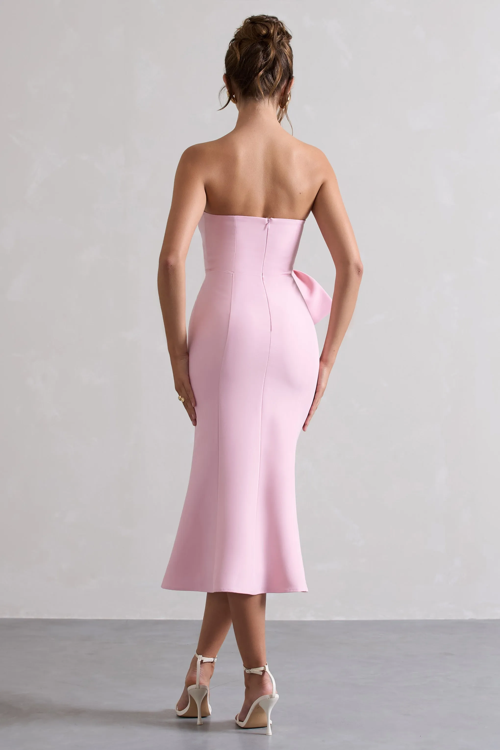To Me | Pink Bandeau Midi Dress With Oversized Bow sold by Club L London product image thumbnail 2