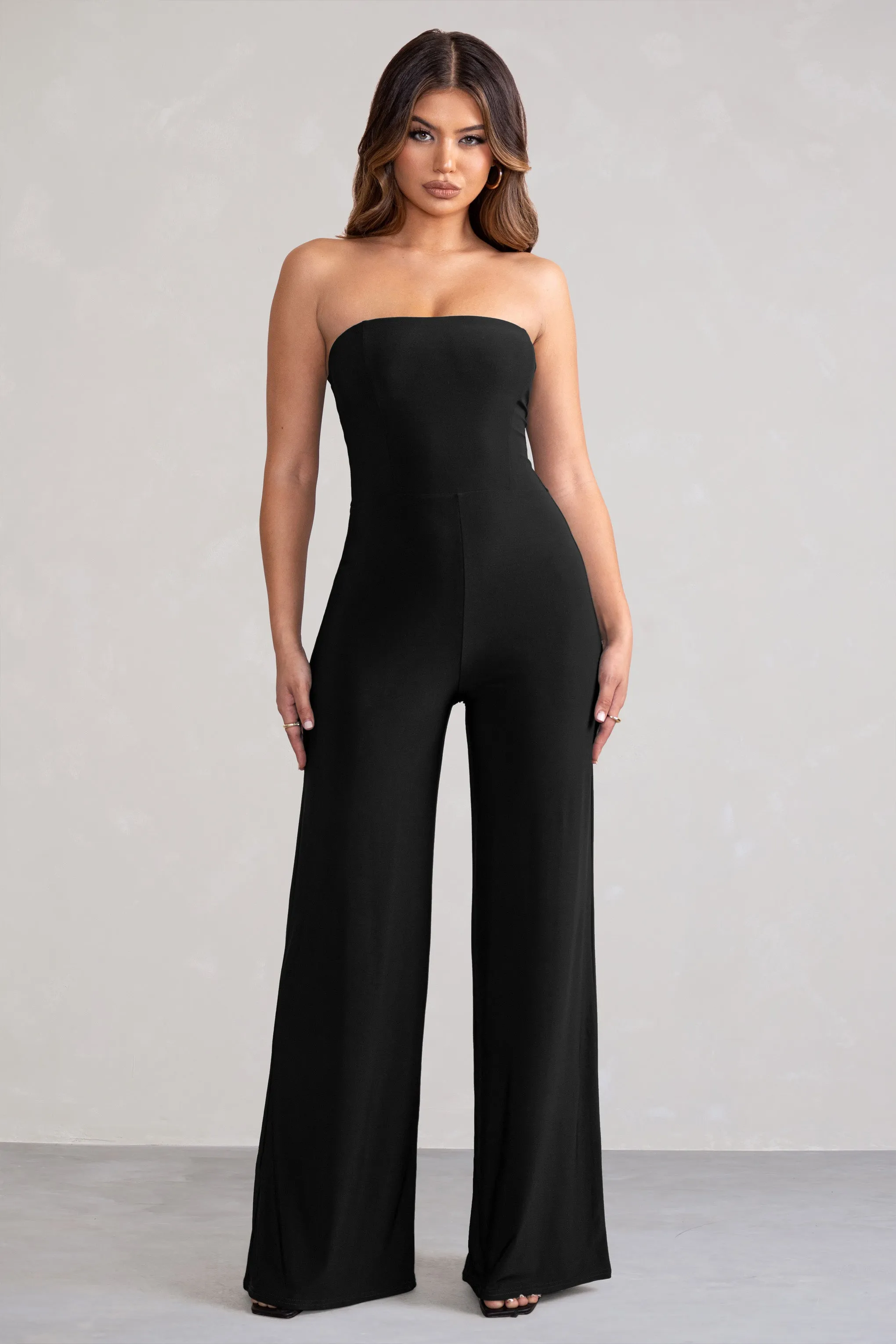 Darya | Black Bandeau Wide Leg Jumpsuit sold by Club L London product image thumbnail 3