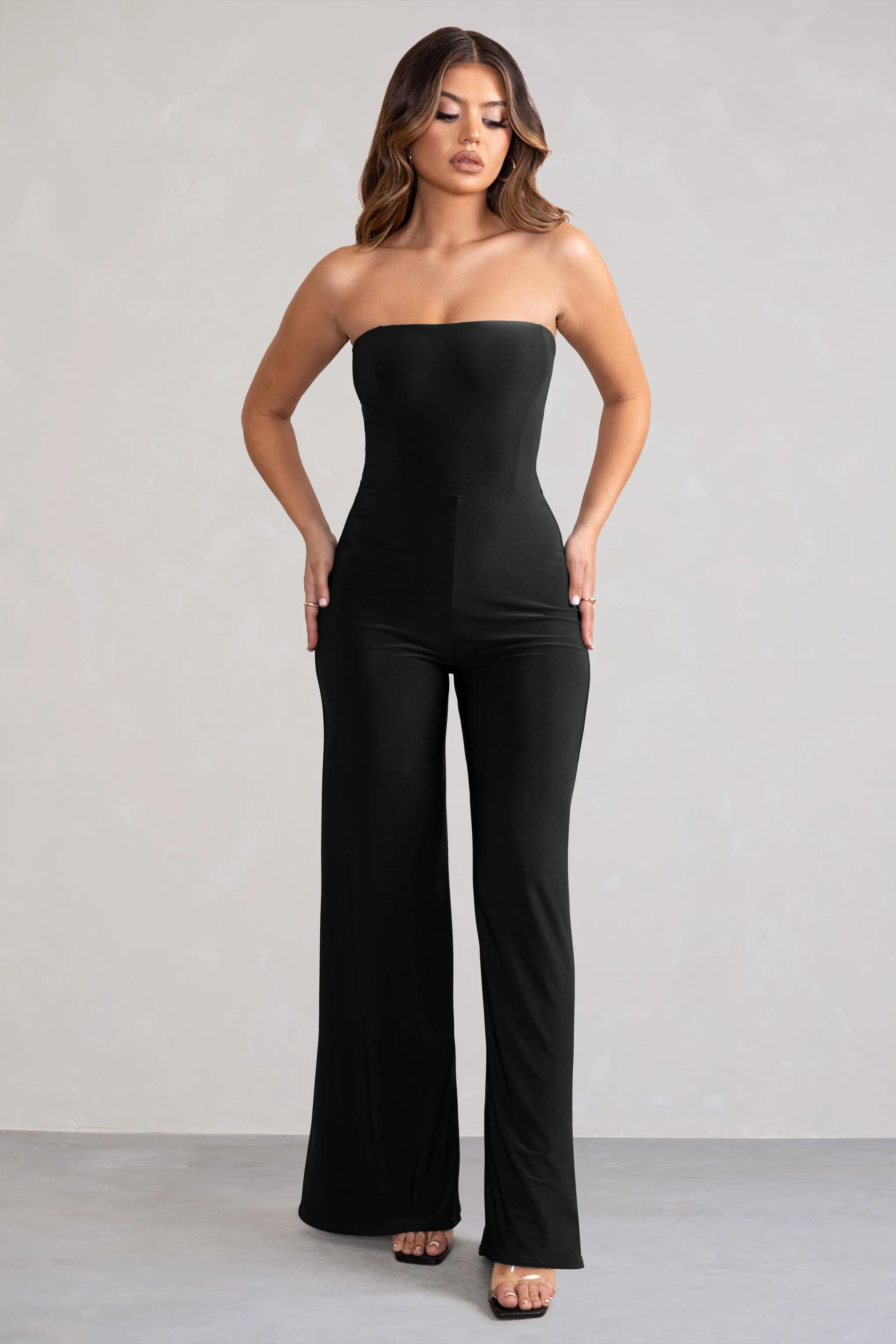 Darya | Black Bandeau Wide Leg Jumpsuit sold by Club L London product image thumbnail 4