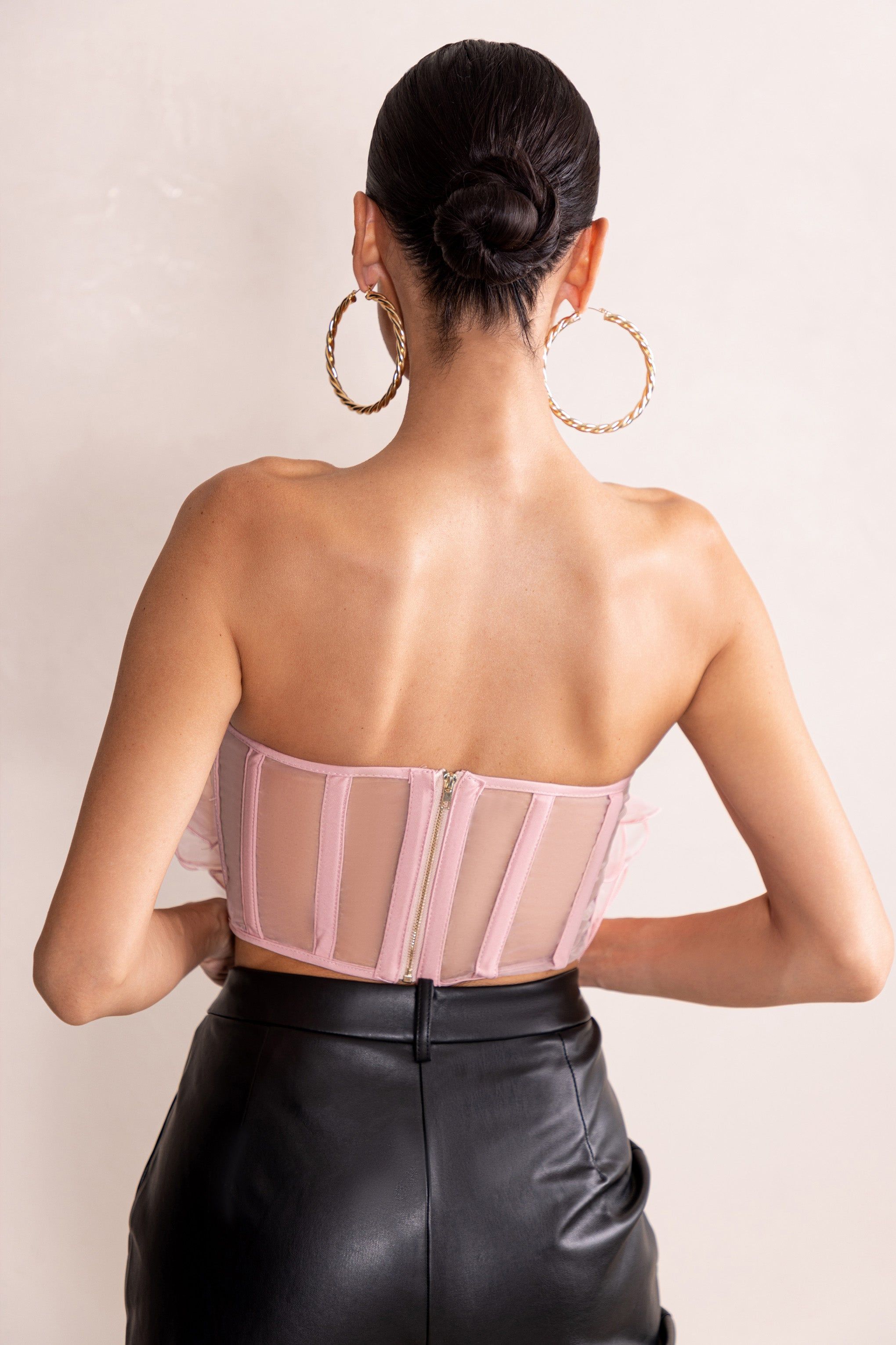 Glorious | Pink Strapless Organza Corset Top sold by Club L London product image thumbnail 2