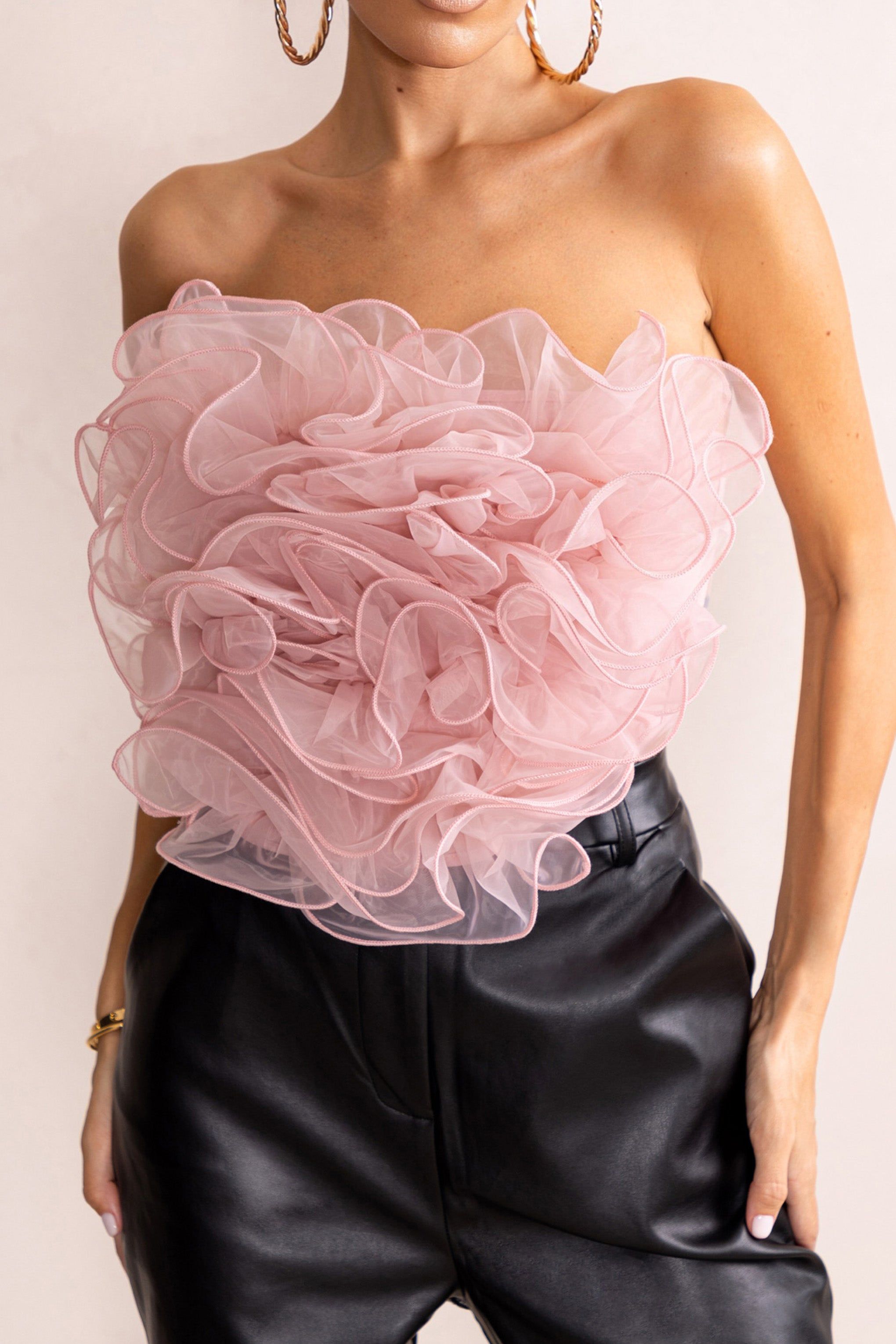 Glorious | Pink Strapless Organza Corset Top sold by Club L London product image thumbnail 3