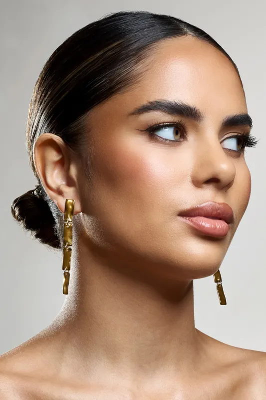 Jolene | Gold Rectangular Drop Earrings sold by Club L London