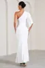 Wisdom | White Ruched Asymmetric One-Shoulder Maternity Maxi Dress sold by Club L London