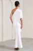Wisdom | White Ruched Asymmetric One-Shoulder Maternity Maxi Dress sold by Club L London
