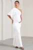 Wisdom | White Ruched Asymmetric One-Shoulder Maternity Maxi Dress sold by Club L London
